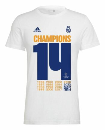 Adidas Real Madrid Champions 2022 Kortærmet Fodboldtrøje Til Mænd Hvid