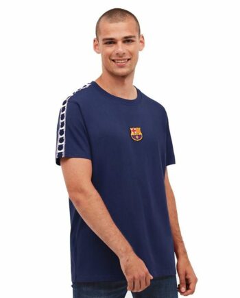 Barcelona Kortærmet Fodboldtrøje Til Mænd Marineblå